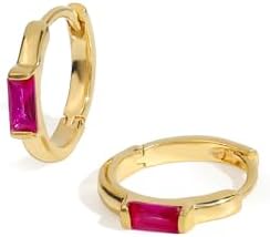 YoTreasure Lab Created Ruby Gold Vermeil Over 925 Silver Hoop Earrings