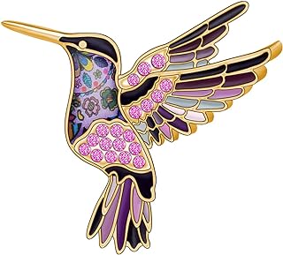 Enchanting Rhinestone-Studded Enamel Hummingbird Brooch Pin for Women with Secure Pin Clasp