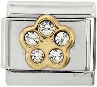 Sabrina Silver Stainless Steel 18k Gold Birthstones Charms for Italian Charm Bracelets 5 Stone 9mm