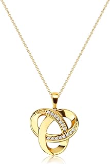 Love Knot Necklace, Sterling Silver Diamond Accent Love Knot Pendant Necklace, Forever Love Knot Infinity Necklace for Women