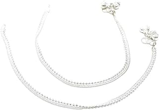 Duel On Jewel Bollywood Indian Silver Chain Bells Anklet Payal Pair Set For Women - Beach Bohemian Dance Party Gift
