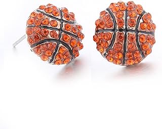 Lureme Fashion Crystal Rhinestone Post Stud Silver Bling Basketball Earrings (er005453)