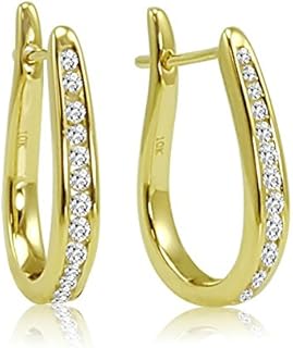 IGI Certified 1/4ct TW Diamond Hoop Earrings in 10K Yellow or White Gold |Real Diamond Earrings for Women and Girls