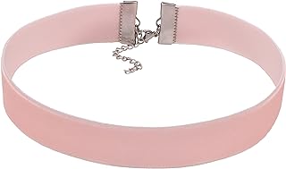 3/4" Pale Pink Velvet Ribbon Gothic Choker Necklace 12-15 Inches, Basic Plain Belt
