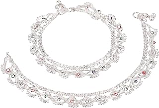 Efulgenz Indian Jewelry Boho Anklets Barefoot Sandals Ankle Bracelet Payal Anklet Set, Multicolor