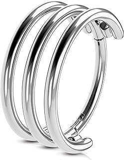 OUFER 16G Nose Rings Hoops, 316L Stainless Steel Nose Piercing Jewelry, Three Row Nose Rings For Women, Helix Cartilage Daith Rook Earrings For Women And Men