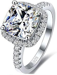 Jude Jewelers Platinum Plated 4 Carat Princess Cut CZ Simulated Diamond Wedding Engagement Proposal Ring