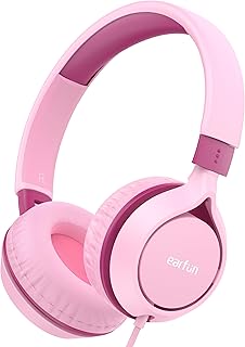 EarFun On-Ear Kinderkopfhörer mit 85dB Lautstärkenbegrenzer, faltbar und ultraleicht, ideal für Schule und Tablet. Verfügbar in Rosa