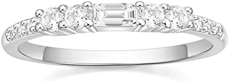 SHINYSO Wedding Bands for Women Cubic Zirconia Thin Stacking Baguette Rings Eternity Engagement Band for Her Size 4-10