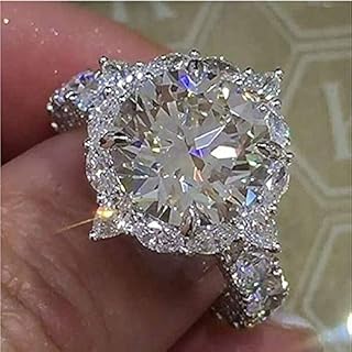 Sterling Silver CZ RingZircon RingImitation Diamond ringCrystal Wedding ringNew 925 Silver White Sapphire Birthstone Engagement Wedding Jewelry Ring (11)