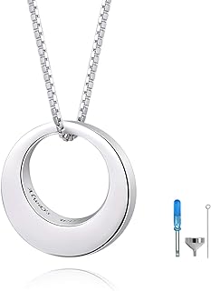 BEILIN Sterling Silver Circle of Life Eternity Memorial Urn Necklace Always with me Cremation Jewelry Pendant Necklaces for ashes