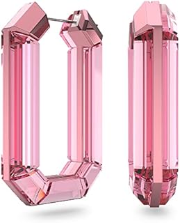 SWAROVSKI Lucent hoop earrings, Pink, Rhodium Finish