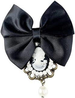 Vintage Pre-Tied Ribbon Bow Brooch Fabric Bow Knot Victorian Lady Cameo Faux Pearl Dangle Pin Clip Lapel Sweater Dress Coat Suit Clothes Accessories Brooches Pins Fashion Jewelry Gifts for Women Girls