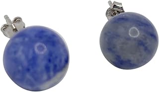 apop nyc "Blue Marble" Sterling Silver Simulated Blue Sodalite Stud Earrings 10mm