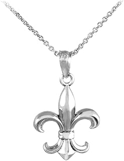 Claddagh Gold Fleur de Lis Pendant Necklace in .925 Sterling Silver with Spring Ring Clasp for Historical Fashion Enthusiasts - Elegant 20" Chain Design