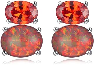 Opulent Orange Opal Stud Earrings with Stud Back Finding in Silver Plated Brass for Women, Sophisticated Stardust Design