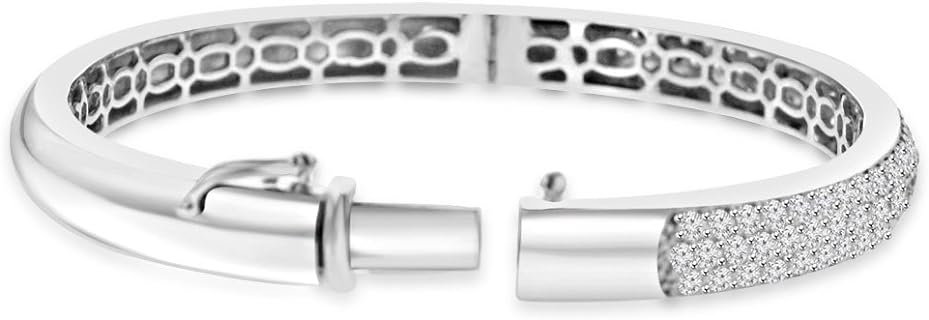 4.10 ct Pave Set Diamond Bangle Bracelet in 14 kt White Gold