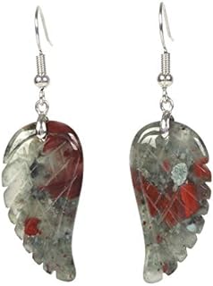 Handmade Angel Wing Drop Earrings with French Wire backs - Fashionable and Intrinsic Agate Gemstone - Stainless Steel