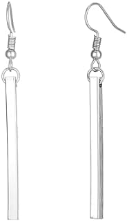 14K White Gold Plated Hypoallergenic Long Dangle Drop Earrings with French Wire Back, Minimalist Vertical Bar Design, Lightweight and Comfortable for Women and Girls