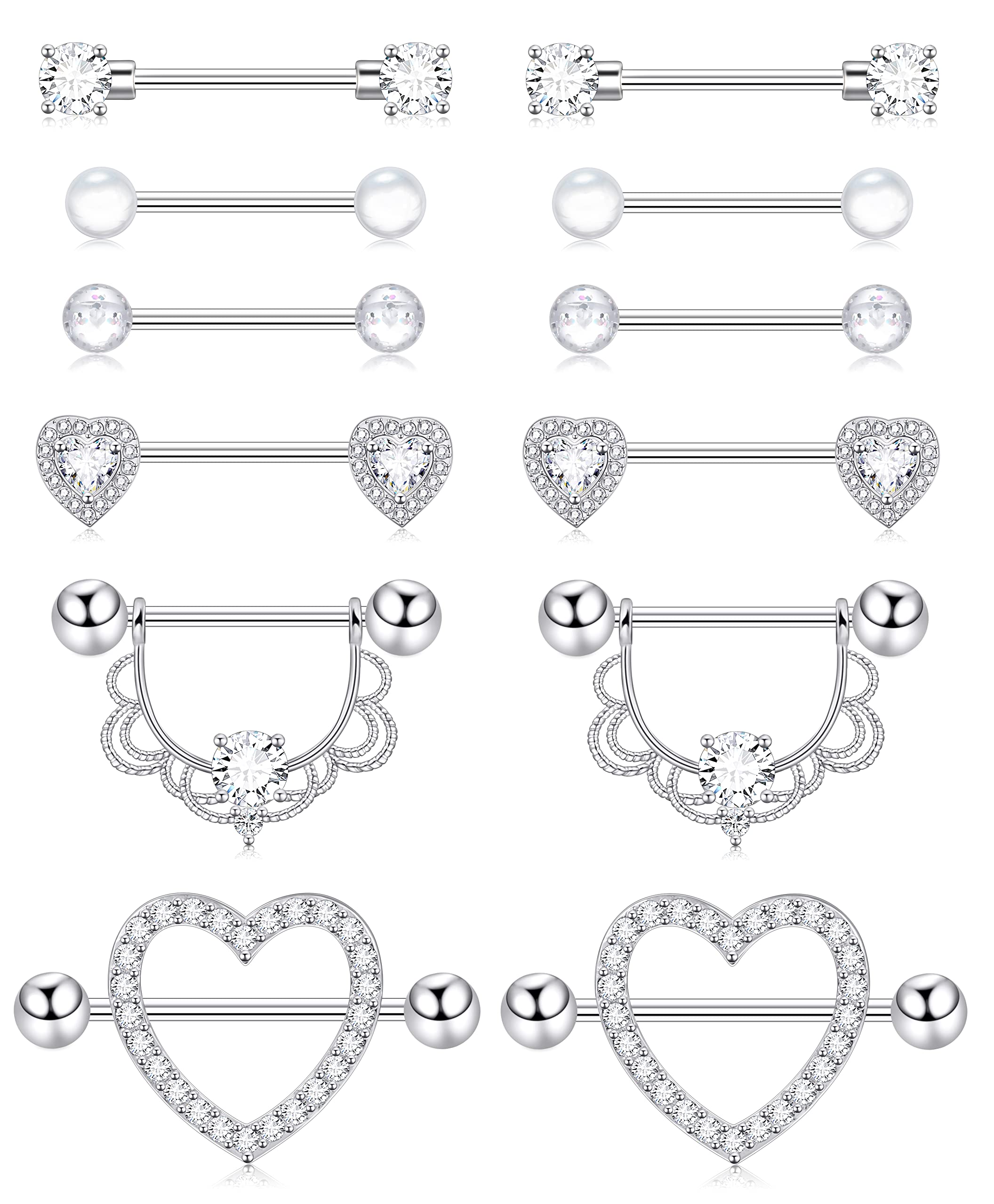 Shakalaka Surgical Steel Nipple Rings Body Piercing Jewelry for Women with Cute Heart 14g