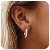 Pearl Hoop Earrings for Women - Gold Hoop Earrings Pearl Earrings for Women Trendy Jewelry Gifts 14k Gold Earrings with Pearl Huggie Earrings | Twisted Rope | Pearl Dangle | Zircon