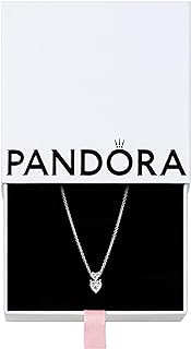 Pandora Double Heart Pendant Sparkling Collier Necklace - Adjustable Necklace with Lobster Clasp - Great Gift - Sterling Silver & Cubic Zirconia - 17.7" - With Gift Box