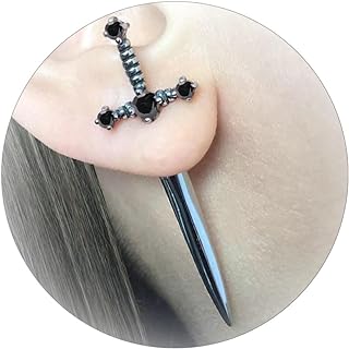 Zinc Gothic Dagger Stud Earrings with Push Back for Women and Teen Girls - Punk Sword Shape Design