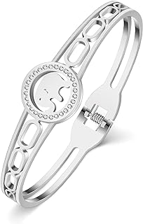 NEWEI Elephant Gifts For Women Girls Cute Elephant Bracelet Bangle Stainless Steel Elephants Jewelry Decor Birthday Good Luck Charms