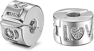 JEWELRIESHOP Clip Spacer Charm for Bracelet Clip Lock Stopper Bead Spacer European Openable Beads 2pcs