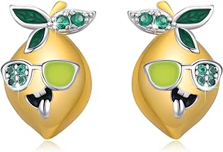Girls' Lemon Stud Earrings in 925 Sterling Silver with Push Back Design - Charming Citrus Summer Jewelry Gift for Women