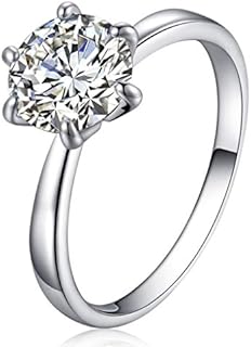 Wedding Ring,18K White Gold Plated CZ Engagement Rings 1.25 Carat Round Cut Halo Wedding Ring for Women WR02