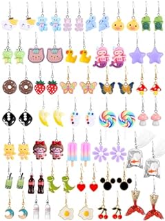 36 Pairs Cute Weird Fun Earrings for Teen Girls Unique Funky Cool Dangle Earrings Set for Wome