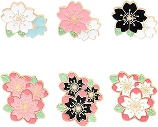 6 Styles Cherry Blossoms Enamel Pins Japanese Flower Design Brooch Sweet Pink Flower Brooch Lapel Pin for Girls Women Clothes Bags