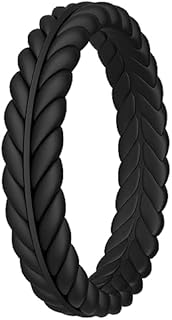 ThunderFit Silicone Wedding Rings for Women, Braided Pattern Engagement Bands 4.6mm Wide 2.2mm Thick - 1/8/9 Variety Multipack