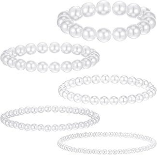 Molain Perlenarmbänder Set für Frauen, Stretch-Design mit 5 Größen (4mm-14mm), hypoallergenes Material, ideal für Hochzeit und besondere Anlässe