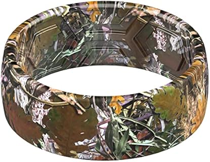 ThunderFit 2 Layer Top Printed Design, Silicone Wedding Rings Men - 8mm Width 2mm Thick