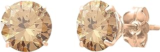 Dazzlingrock Collection 6 mm Round Diamond/Gemstone Minimalistic Solitaire Classic Stud Earrings for Ladies | Available in 10K/14K/18K Gold