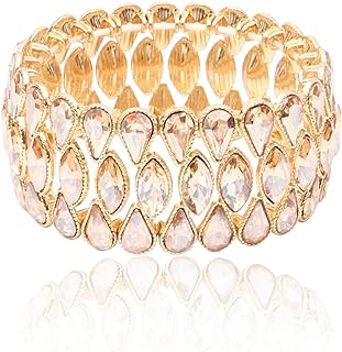 Women's Wedding Party Jewelry Austrian Crystal 3 Layers Luxury Elastic Bangle Bracelet Stretch Bracelet Statement Jewelry for Brides Bridesmaids