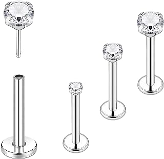 Unisex 316L Surgical Stainless Steel Flat Back Nose Studs with Cubic Zirconia Heart Design - durable nose and lip piercing jewelry suitable for everyday wear