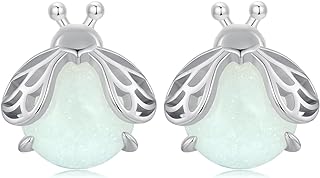 Mundell Fine Jewelry Stud Earrings, 925 Sterling Silver with Push Back Closure, Featuring Butterfly, Firefly, Hummingbird, Owl & Poker Heart Designs - Hypoallergenic for Women