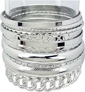 Lobster Claw Clasp, Alloy Chunky Bangle Bracelets, Box Chain, No Gemstone, for Women, Stackable Design - YBMYCM 10Pcs Gold Ethnic Glossy Textured