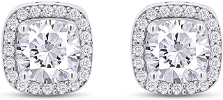 SAVEARTH DIAMONDS 1ct Moissanite Stud Earrings in White Gold Plated Silver with Push Back Finding and Round Cut Design for Women