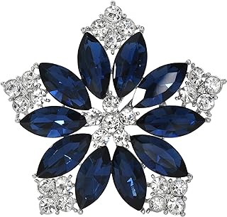 Gyn&Joy Women's Brooch Watch with Crystal Encrusted Alloy Pin - Blooming Flower Design