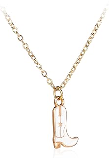 Pingyongchang Cowboy Boot Necklace Gold Cowgirl Necklace For Women Disco Cowgirl Western Necklaces For Women Gold Plated Cowboy Hat Pendant Necklace Western Style Jewelry Gift for Women Girls