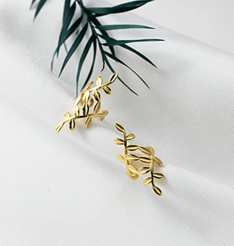 Solid 925 Sterling Silver Leaf Cuff Earrings Non Piercing Cartilage Wraps for Women Girls Leaf Clip On Earrings Helix Cuffs