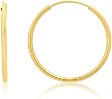 Radiant 21mm Hoop Earrings with Endless Back Finding by MAX + STONE in Solid 14k Yellow Gold for Women | Elegant Hoop Design