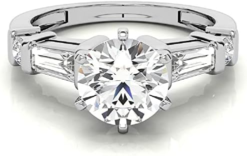 Lalit Gems 3 CT Round Moissanite Engagement Rings 10K 14K 18K Solid Gold Moissanite Diamond Ring 925 Sterling Silver Solitaire Engagement Wedding Rings