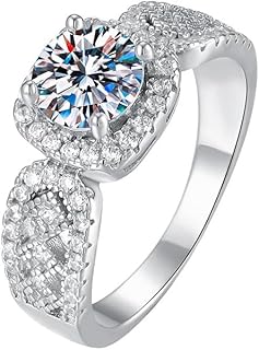 Sterling Silver Diamond Engagement Ring - S925 Classic & Graceful Adjustable Design with 1 Carat D-color VVS1 Clarity Natural Diamond for Her | Vintage Elegance