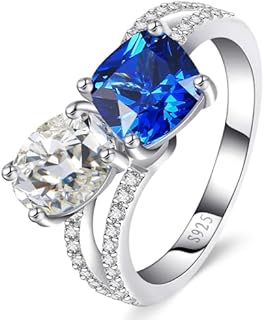 Created Oval & Emerald Cut Enagement Ring Toi Et Moi Ring Promise Ring for her 925 Sterling Silver Women Engagement Ring Wedding Band Double Stone Ring Width Band 2mm Size 5-9