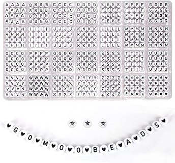 GOMOOBEADS 1400-Piece Acrylic Alphabet Beads Kit for Jewelry Making in Round Design